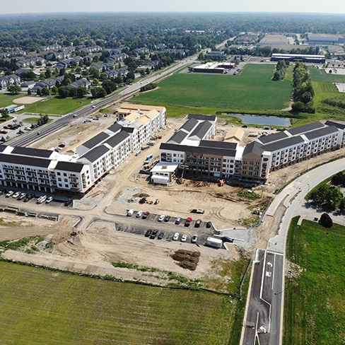 state at fishers construction bird eye view