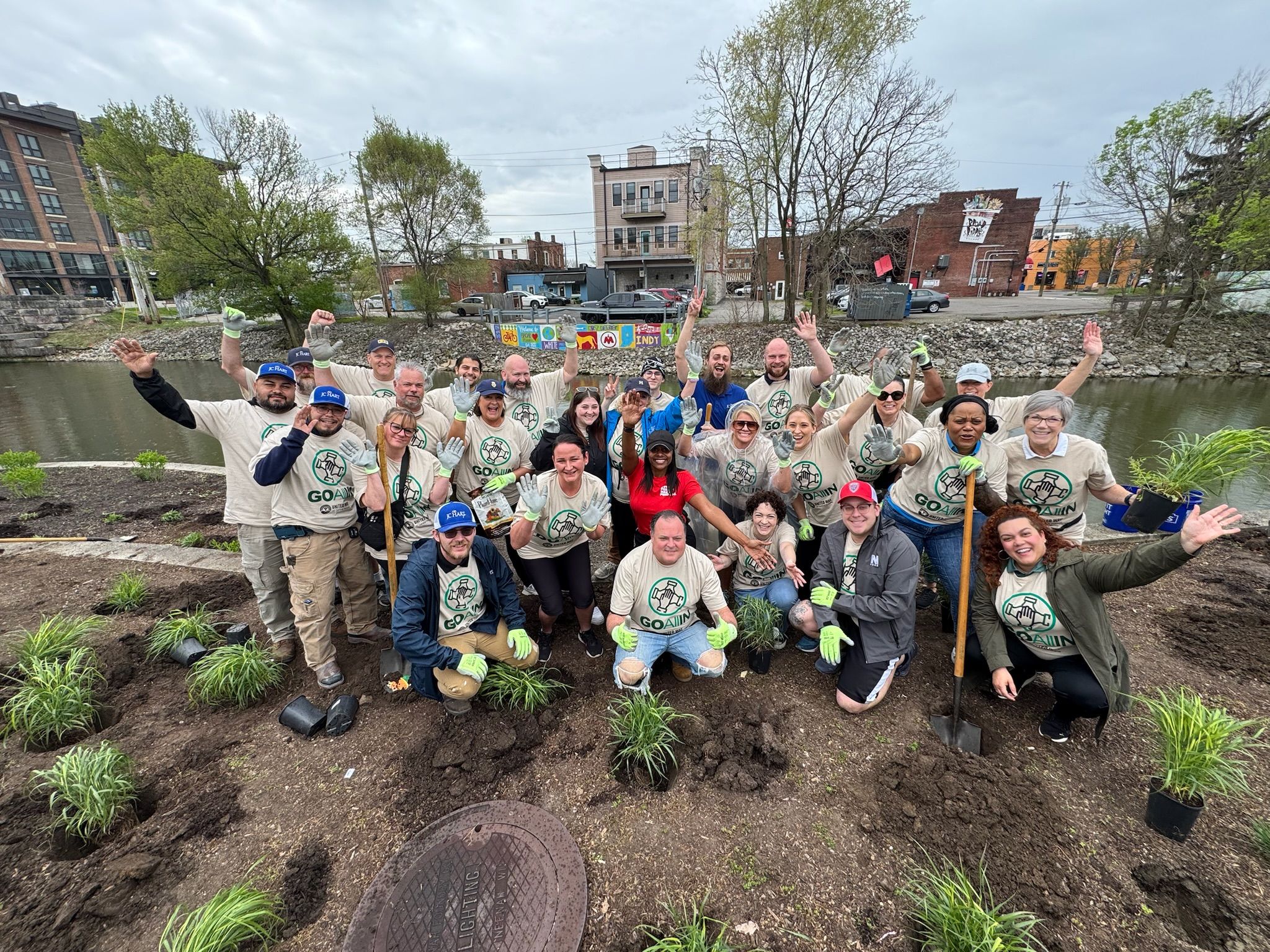 J.C, Hart team members volunteering in Broad Ripple