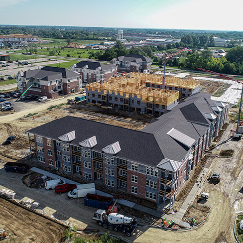 Wheelhouse Apartments on the Monon exterior of building