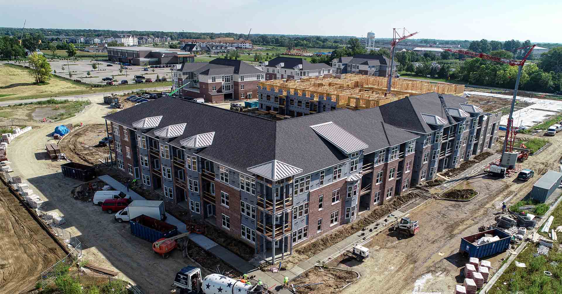 Corner view of the Wheelhouse Apartments on the Monon